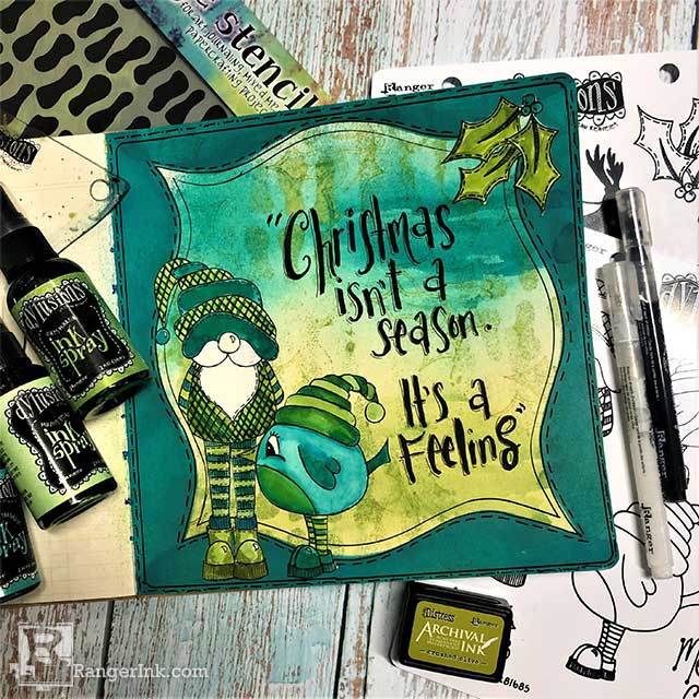 Dylusions Christmas is a Feeling Journal Page by Denise Lush