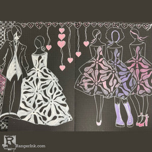 Dylusions Wedding Bliss Black Journal Spread by Milagros Rivera