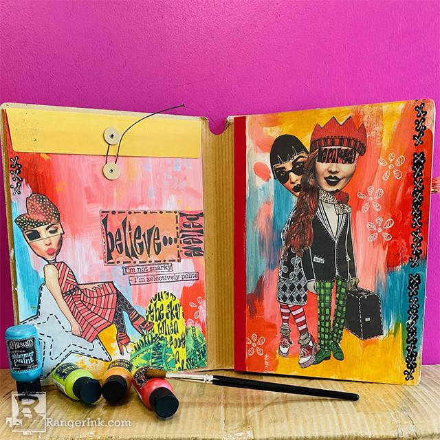 Dylusions I'm Not Snarky Journal Spread by Milagros Rivera