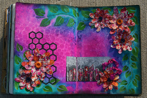 Dylusions Spring Art Journal Page by Kourtney Osborn-Vallee