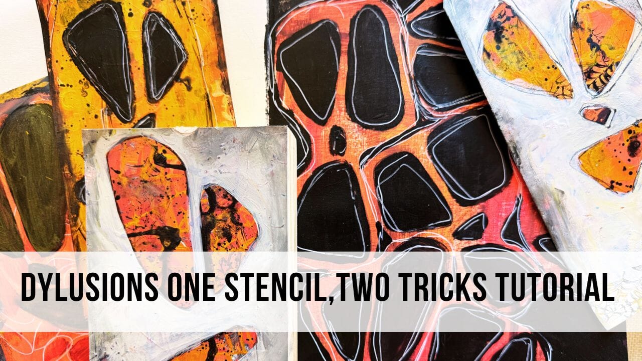 Two Tricks, One Stencil Dylusions Crazy Paving Halloween Magic by Michelle Werl