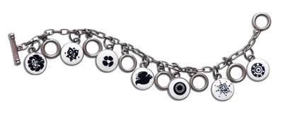 Enamel Accents Black & White Charm Bracelet