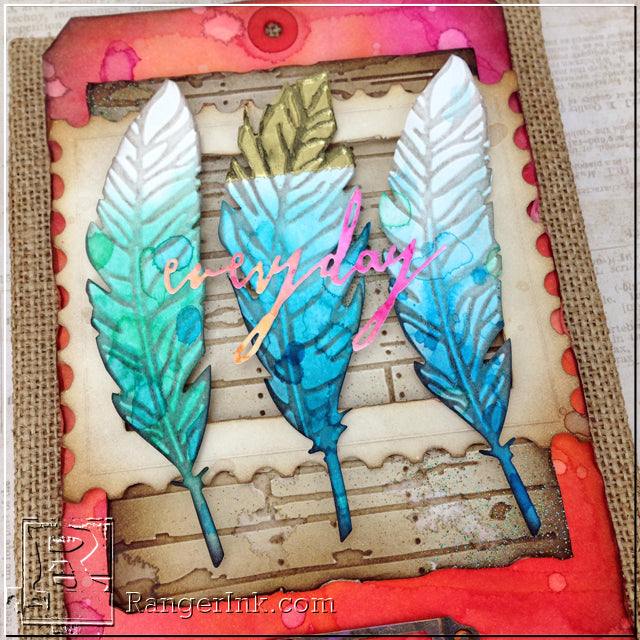Everyday Ombre Feather Burlap Panel by Bobbi Smith