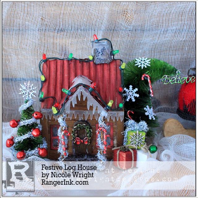 Festive Log House by Nicole Wright
