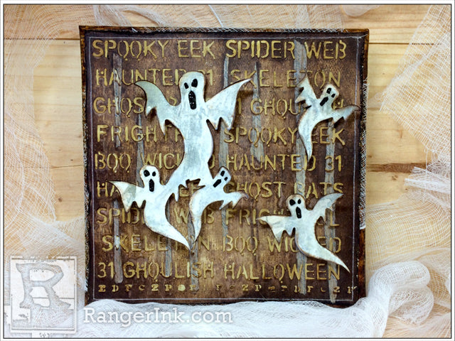 Ghostly Halloween Mixed-Media Canvas by Zoe Hillman