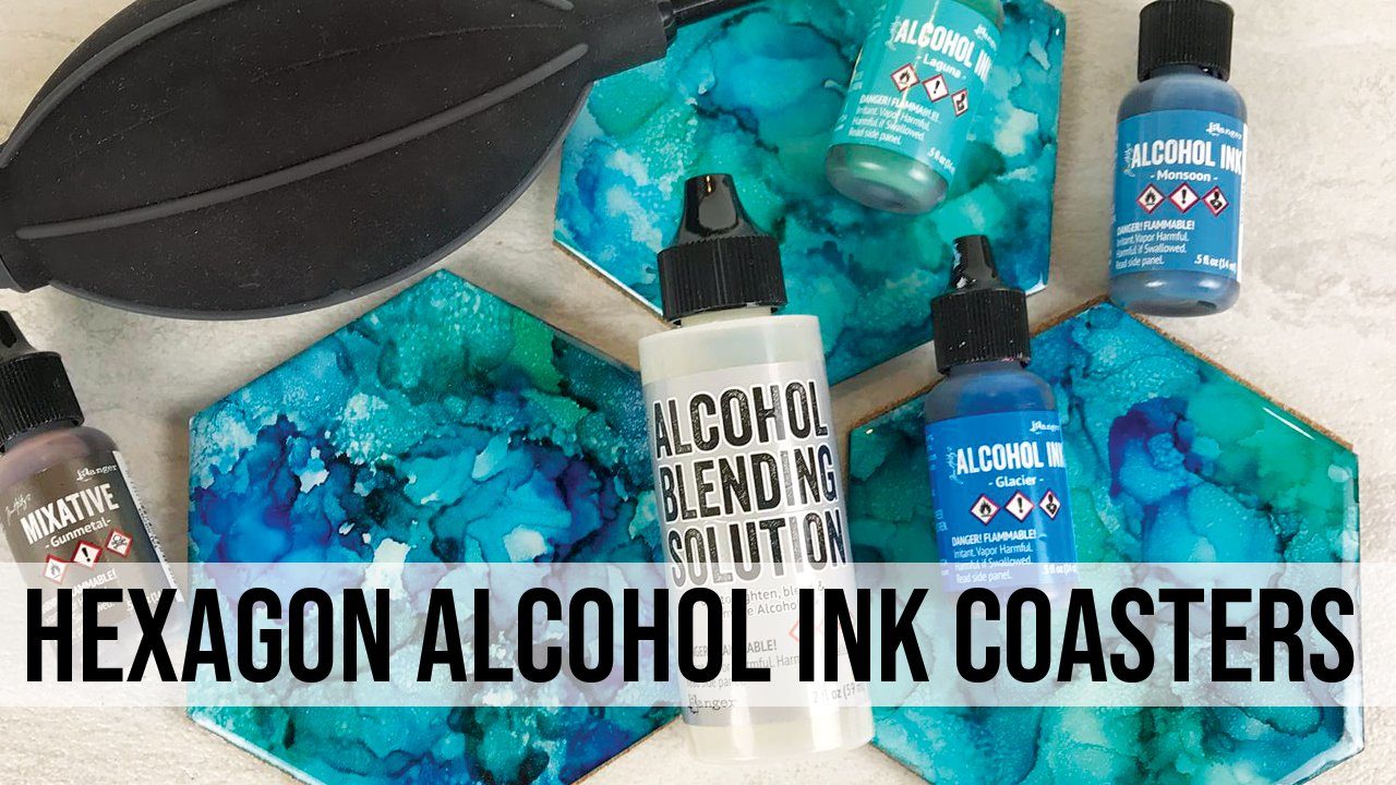 Hexagon Alcohol Ink and Resin Coasters