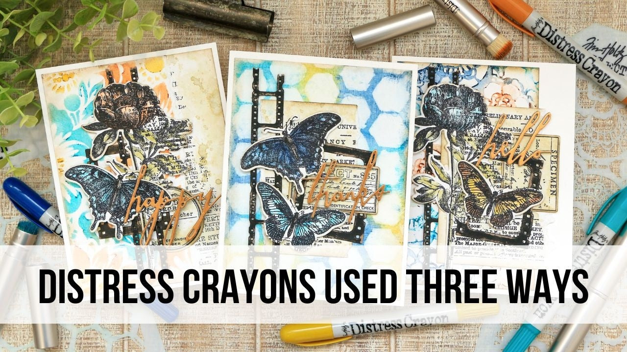 How to Use Tim Holtz Distress Crayons with Stencils | 3 Background Techniques