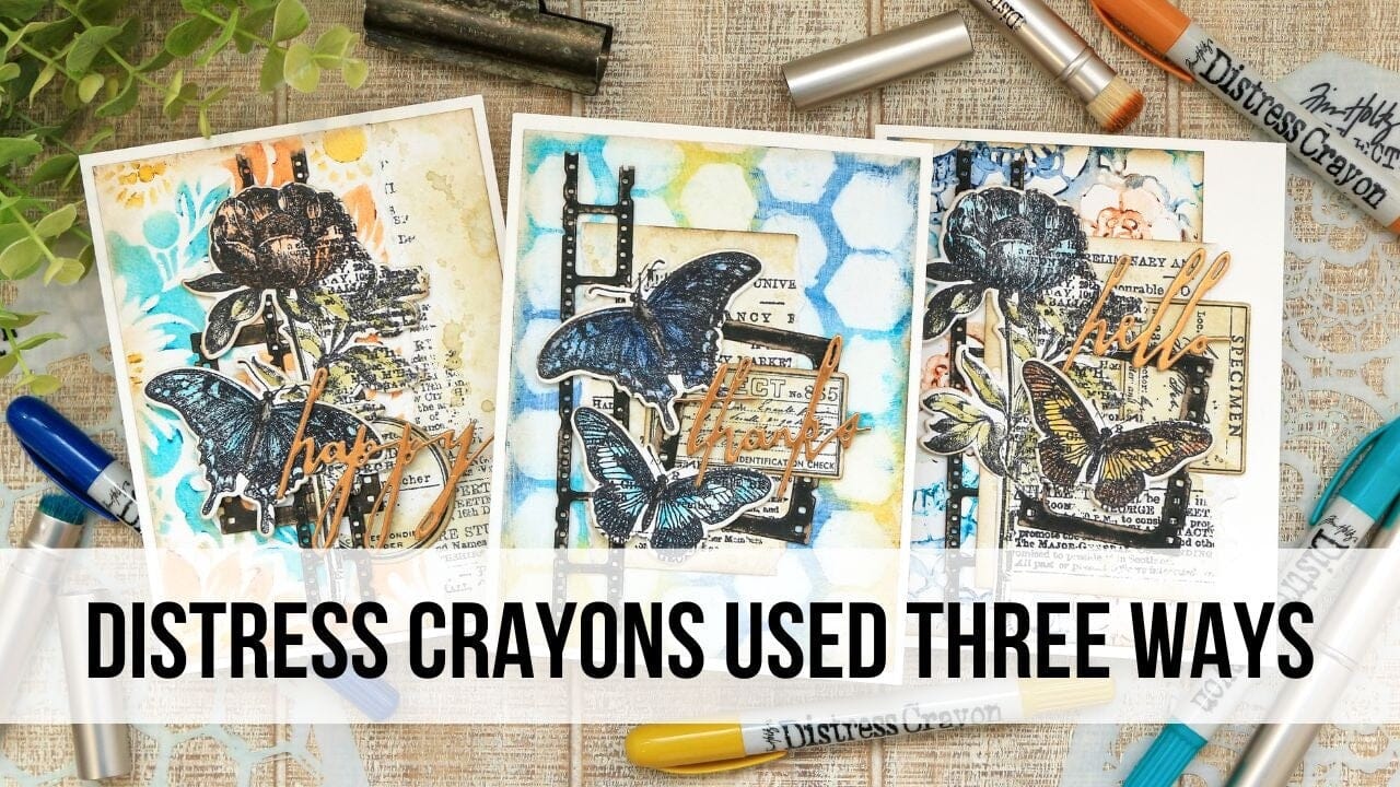How to Use Tim Holtz Distress Crayons with Stencils | 3 Background Techniques