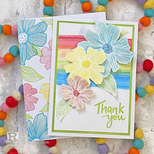 Liquid Pearls and Stickles Rainbow Thank You Card by Lauren Bergold