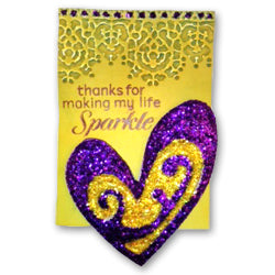 Purple and Yellow Ice Stickles ATC By Cindy Rescorl