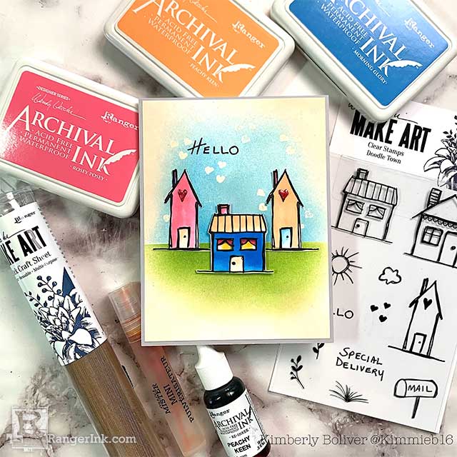 Wendy Vecchi Doodle Town Hello Card by Kimberly Boliver