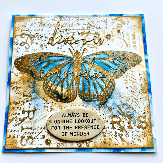 Tim Holtz Distress® Paint Golden Summer Card by Dominique Bennani