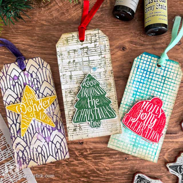 Distress Carved Christmas Gift Tags by Cheiron Brandon