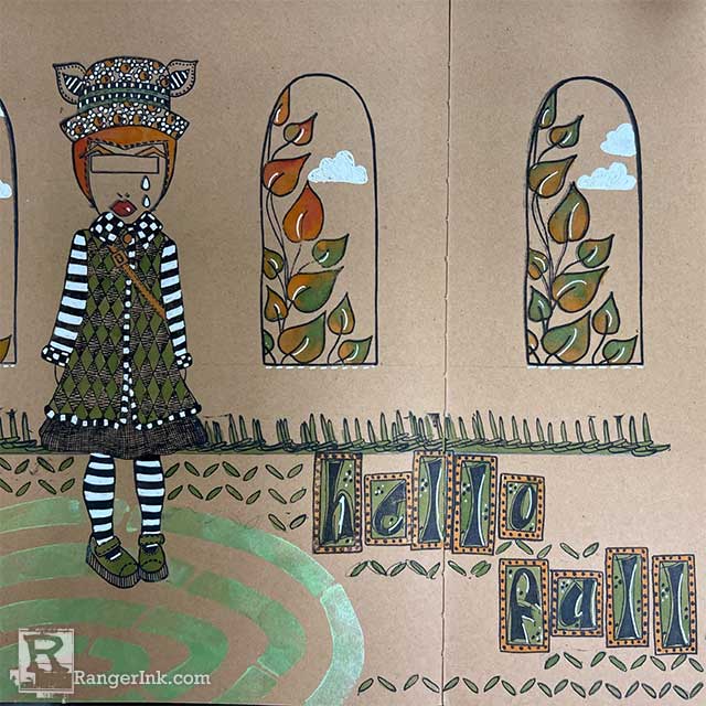 Dylusions Hello Fall Journal Spread by Milagros Rivera