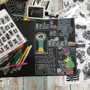 Dylusions Trick or Treat Journal Spread by Denise Lush