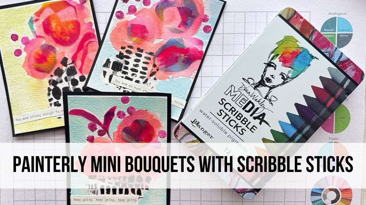 Painterly Mini Bouquets with Scribble Sticks | Easy Mixed Media Technique