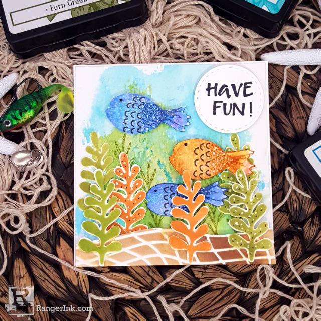 Wendy Vecchi MAKE ART Fishy Friends Card by Terri Burson