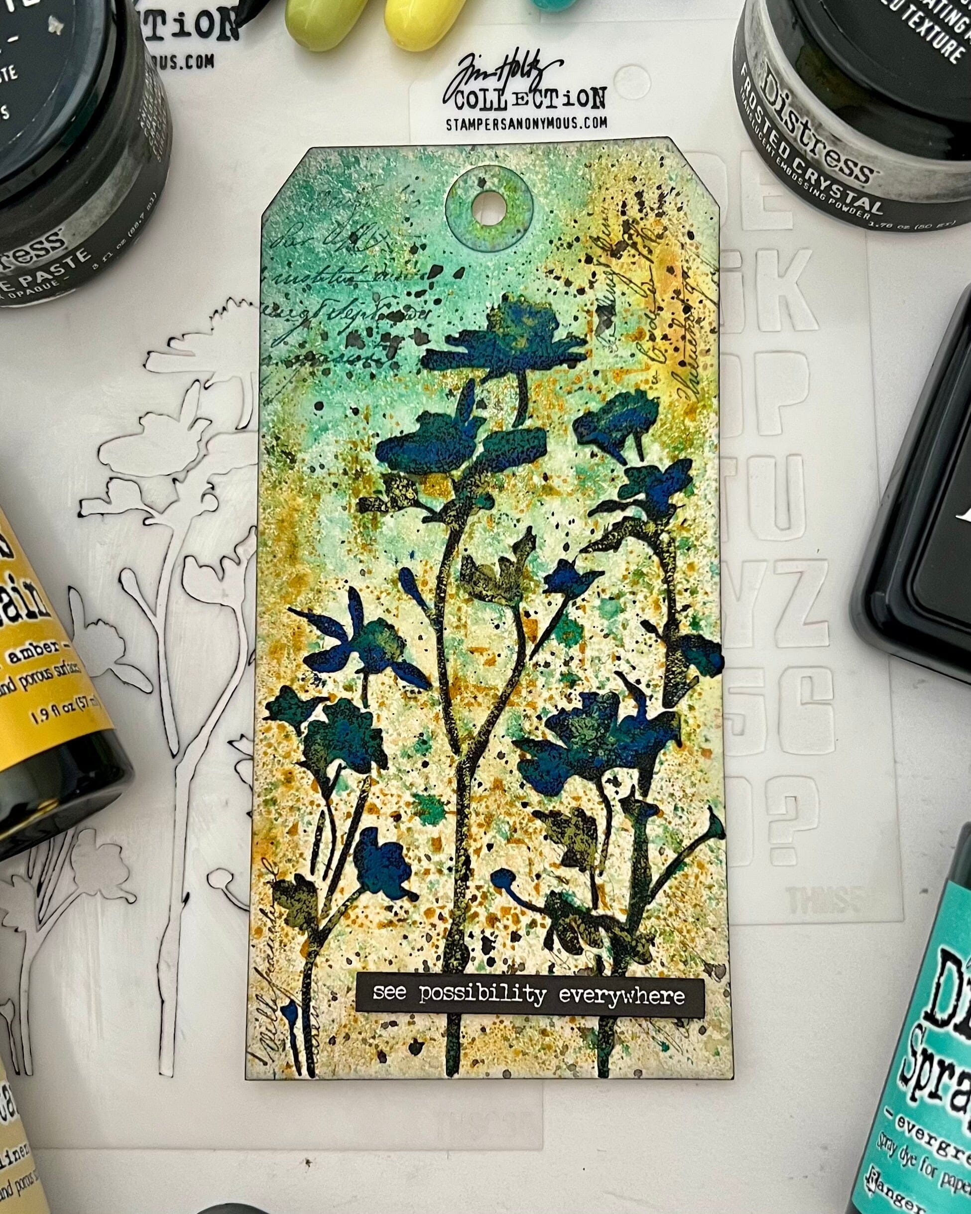 Distress Floral Texture Paste Tag