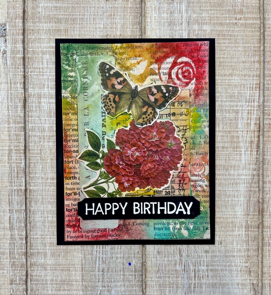 Distress Crayons & Collage Birthday Card
