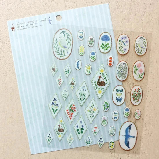 Cozyca Midori Asano Sticker Sheet - Bird Song & Deer Surfaces Cozyca 