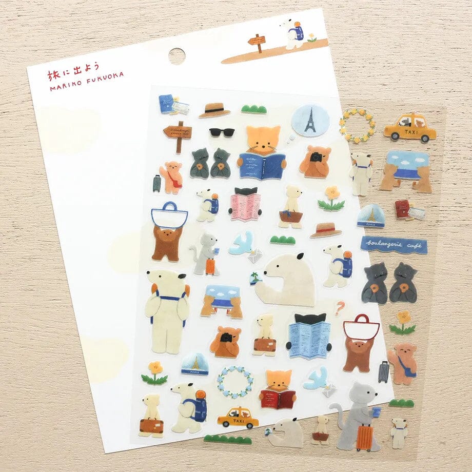 Cozyca Mariko Fukuoka Sticker Sheet - Lets Go On a Trip Surfaces Cozyca 