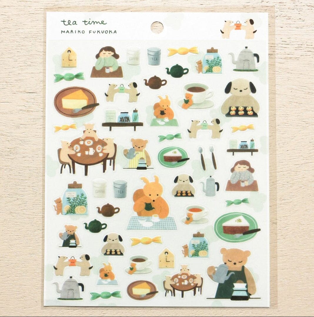 Cozyca Mariko Fukuoka Sticker Sheet - Tea Time Surfaces Cozyca 