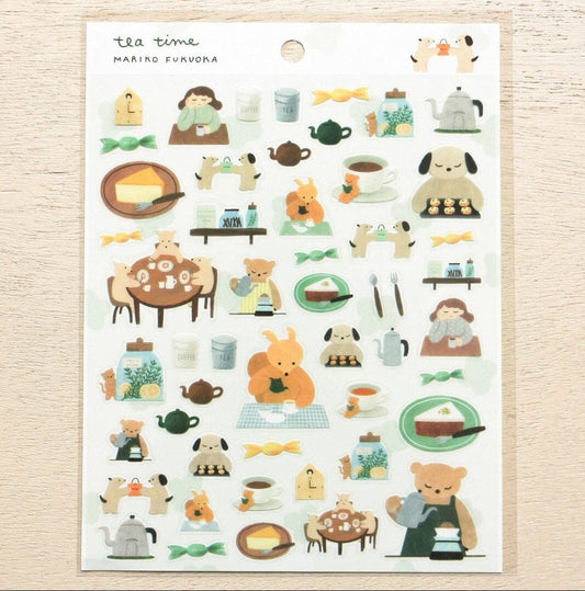 Cozyca Mariko Fukuoka Sticker Sheet - Tea Time Surfaces Cozyca 