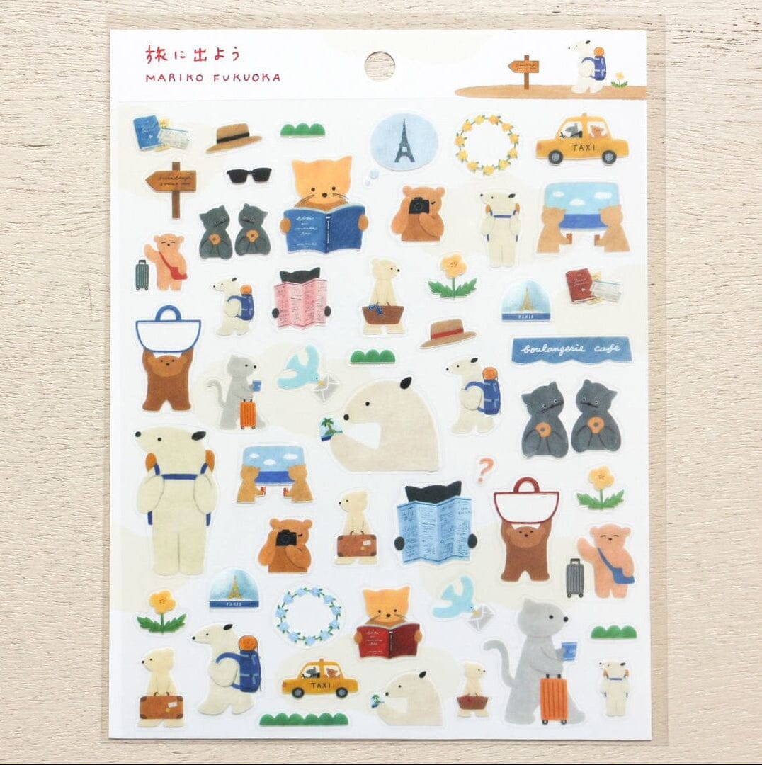 Cozyca Mariko Fukuoka Sticker Sheet - Lets Go On a Trip Surfaces Cozyca 