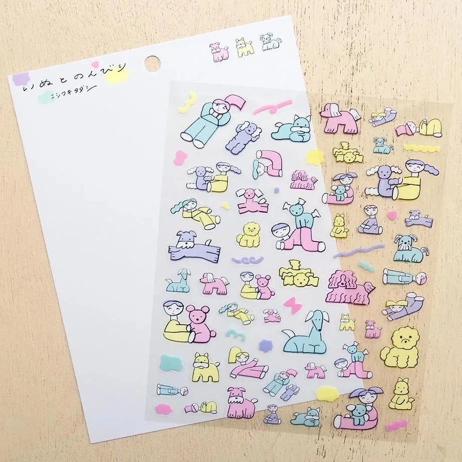 Cozyca Tadashi Nishiwaki Sticker Sheet - Relaxing with My Dog Surfaces Cozyca 