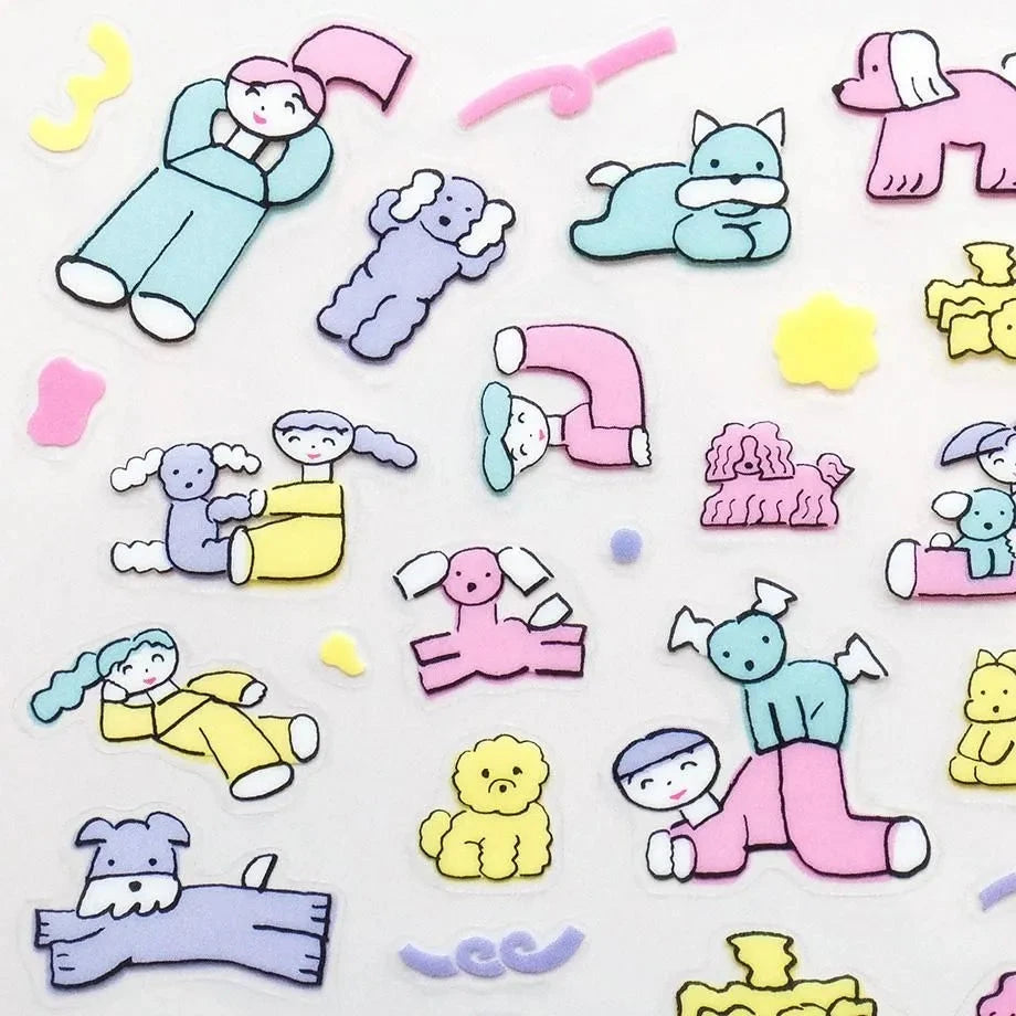 Cozyca Tadashi Nishiwaki Sticker Sheet - Relaxing with My Dog Surfaces Cozyca 
