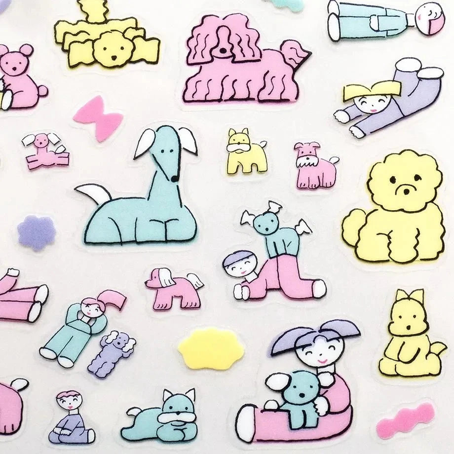 Cozyca Tadashi Nishiwaki Sticker Sheet - Relaxing with My Dog Surfaces Cozyca 