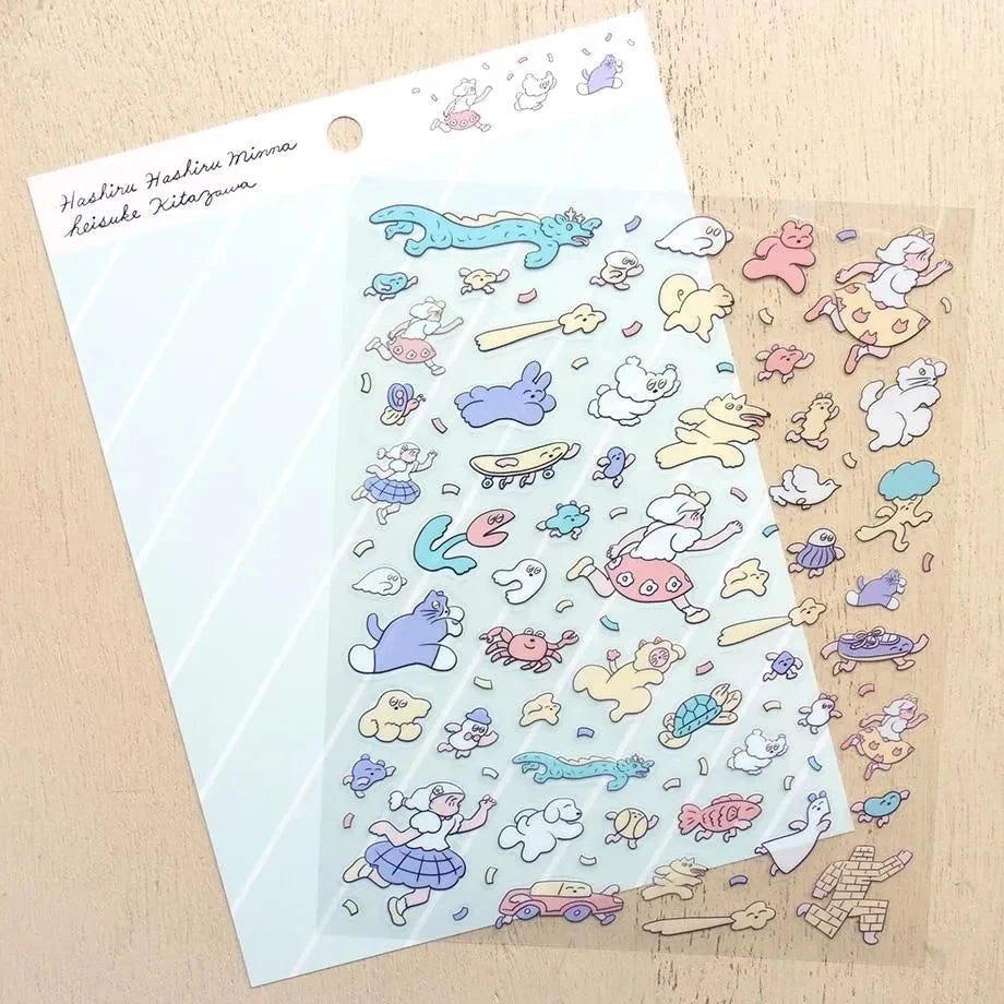 Cozyca Heisuke Kitazawa Sticker Sheet - Running, Running, Everyone Surfaces Cozyca 