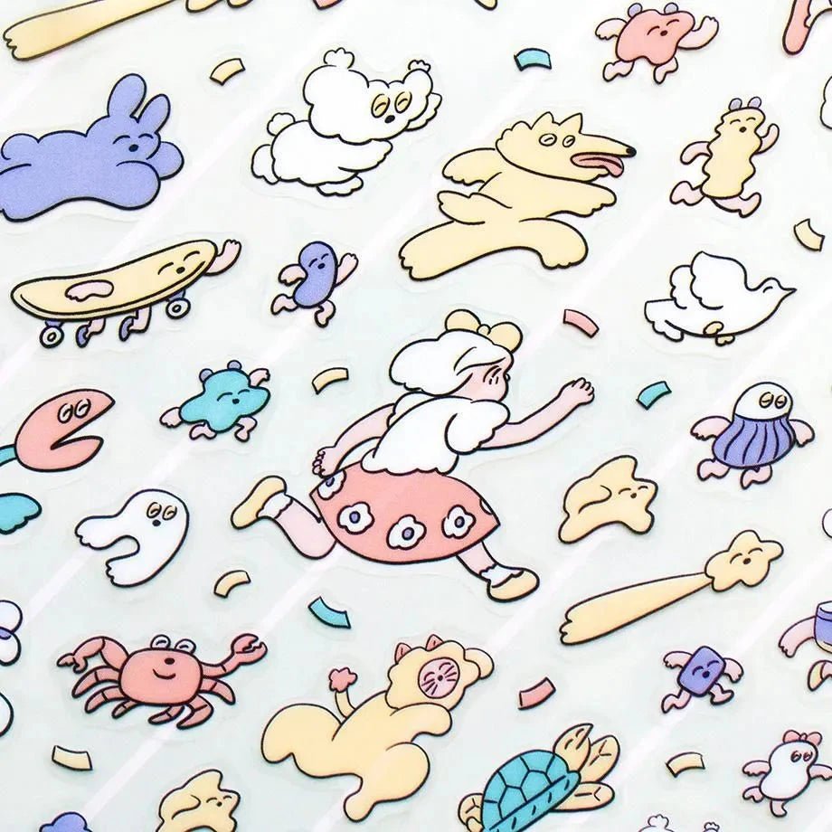 Cozyca Heisuke Kitazawa Sticker Sheet - Running, Running, Everyone Surfaces Cozyca 