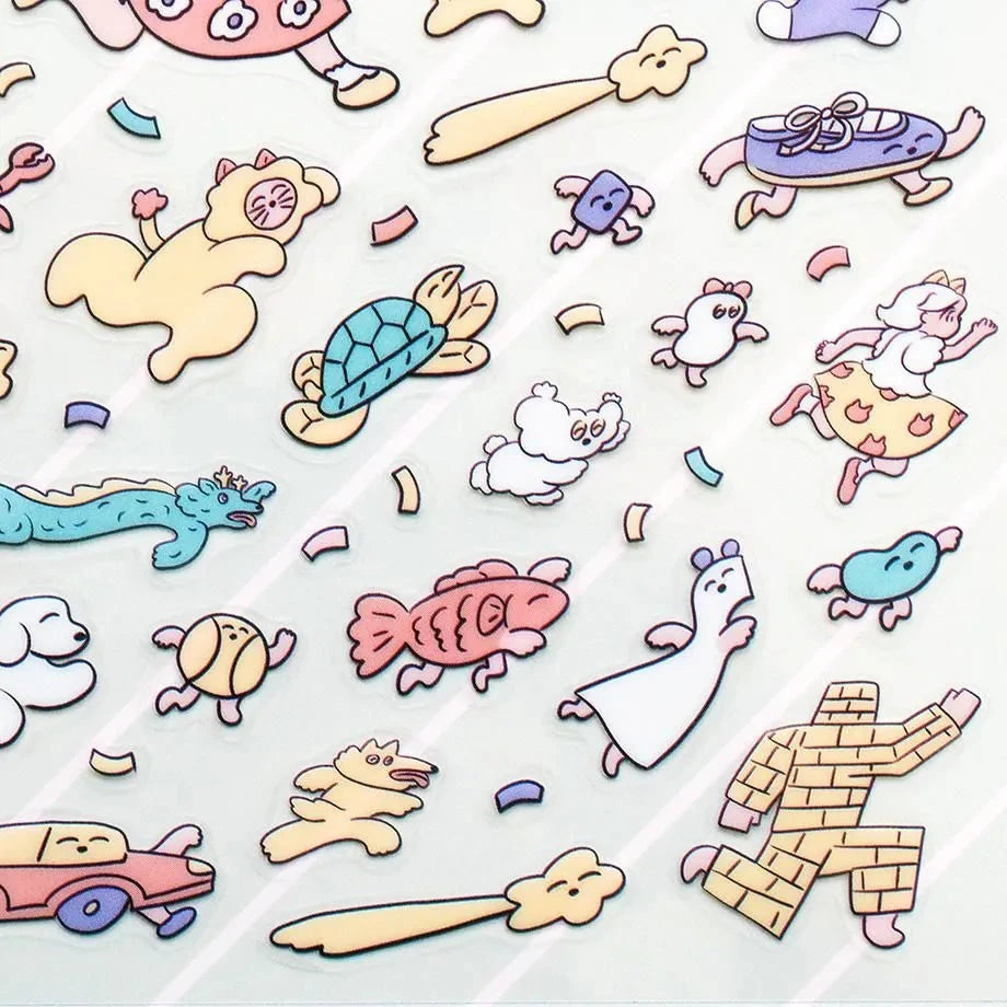 Cozyca Heisuke Kitazawa Sticker Sheet - Running, Running, Everyone Surfaces Cozyca 