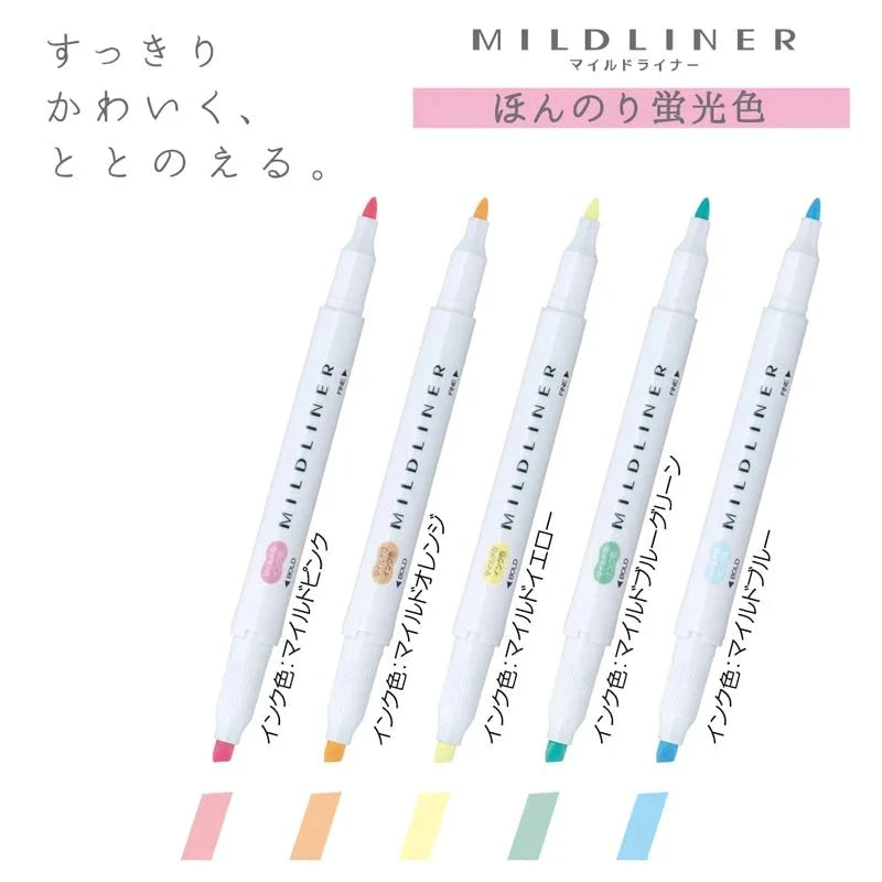 Zebra Mildliners Double-Sided Highlighters Fine/Bold - Flourscent Set 5pk Writing & Coloring Zebra 