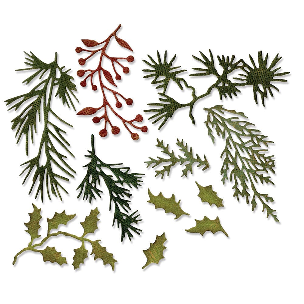 Tim Holtz Sizzix Thinlits Die Set Holiday Greens 11pk Cutting Dies Tim Holtz Other 