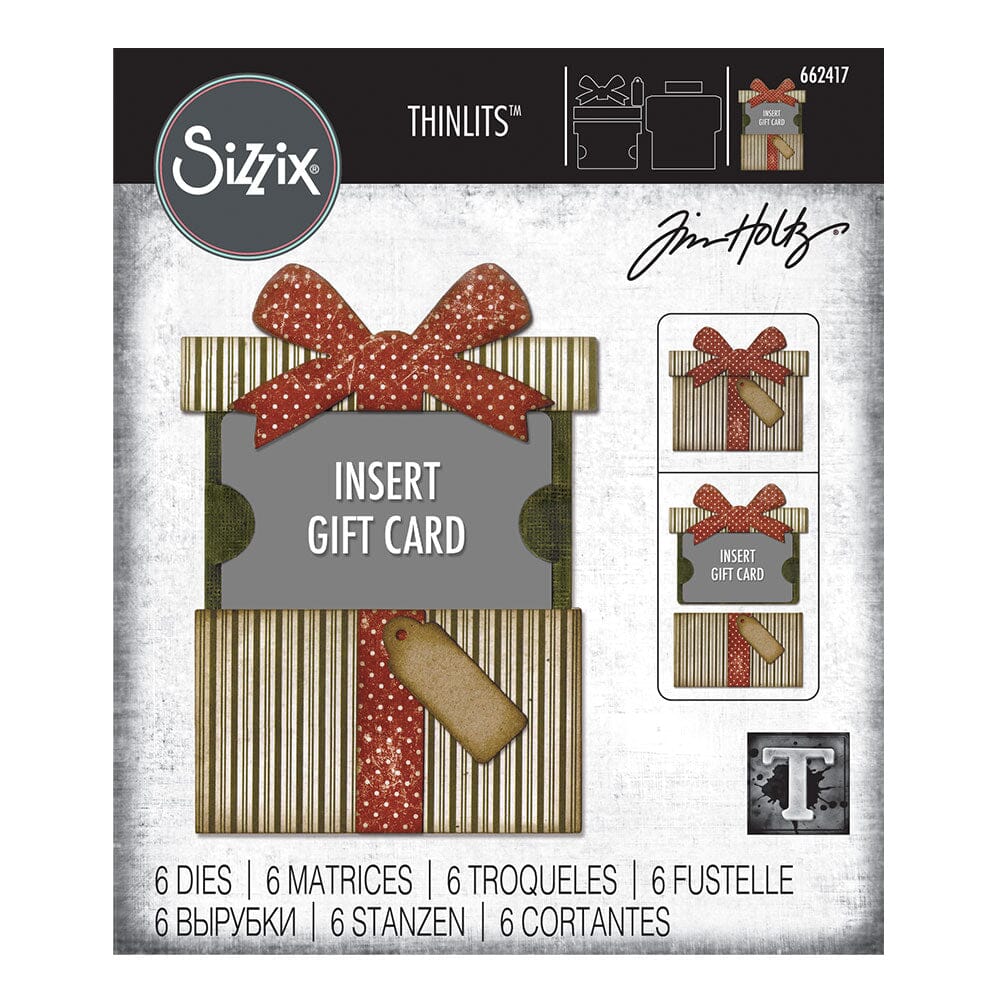 Tim Holtz Sizzix Thinlits Die Set Gift Card Package 6pk Cutting Dies Tim Holtz Other 