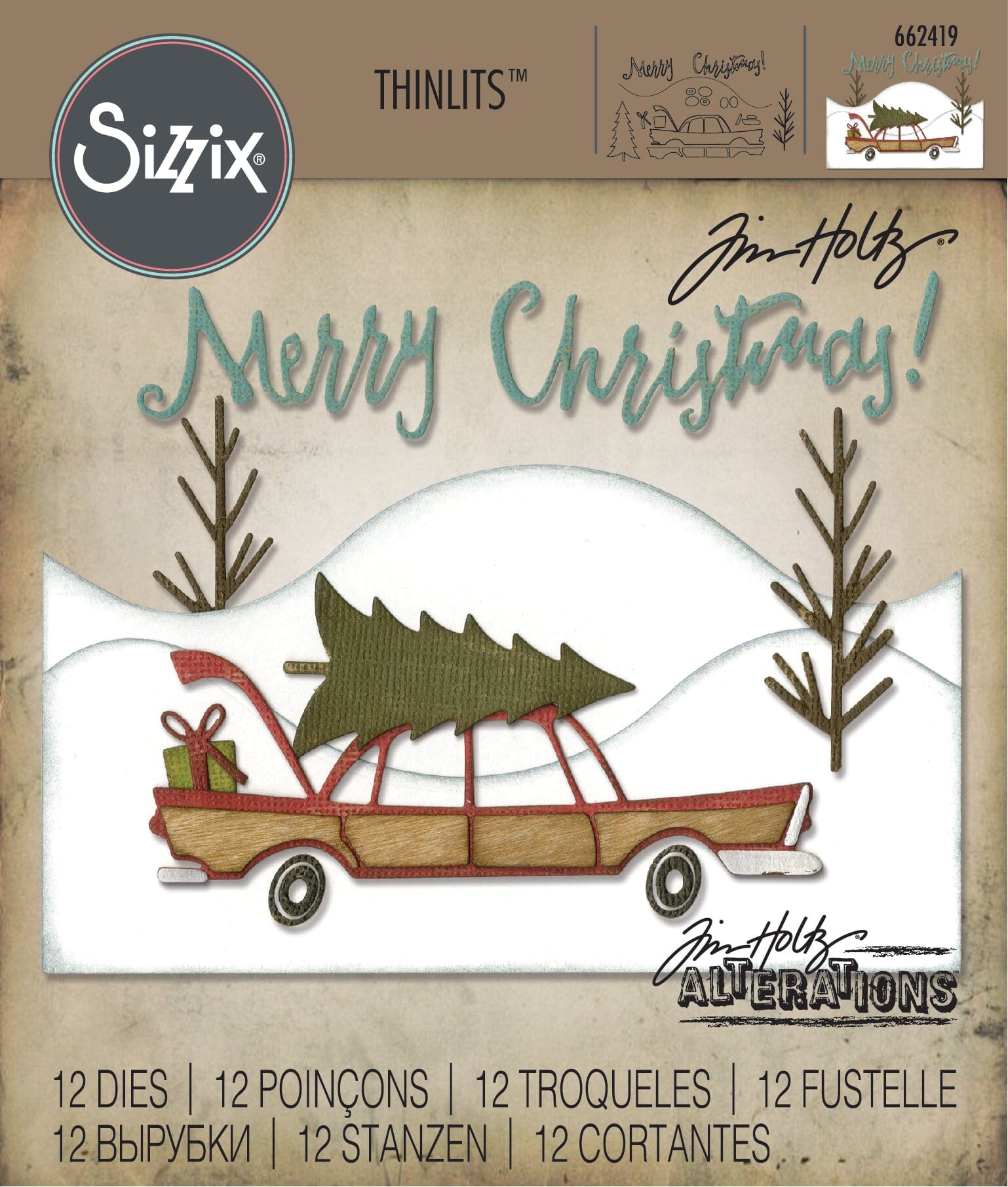 Alterations by Sizzix Thinlits Die Cuts 12pk - Home for the Holidays Cutting Dies Tim Holtz Other 