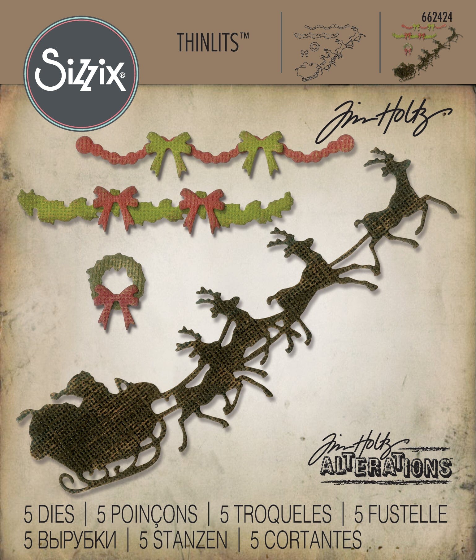 Alterations by Sizzix Thinlits Die Cuts 5pk - Village Christmas Time Cutting Dies Tim Holtz Other 