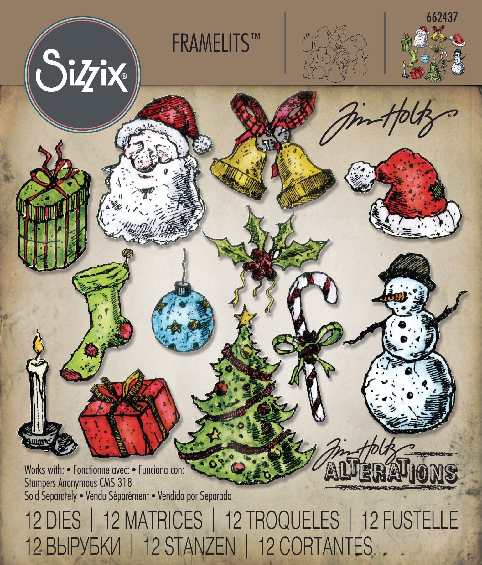 Alterations by Sizzix Framelits Die Cuts - Tattered Christmas 12pk Cutting Dies Tim Holtz Other 