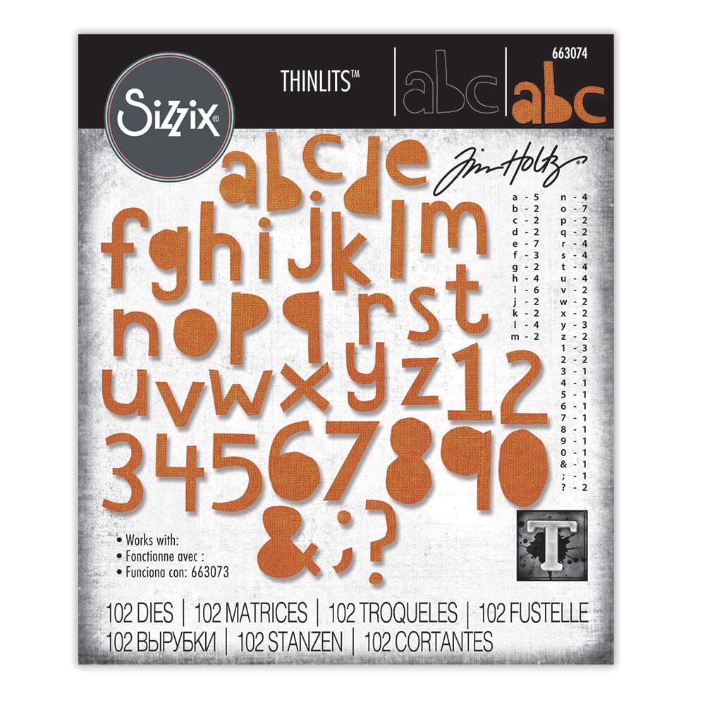 Tim Holtz Sizzix Thinlits Die Set Alphanumeric Cutting Dies Tim Holtz Other 