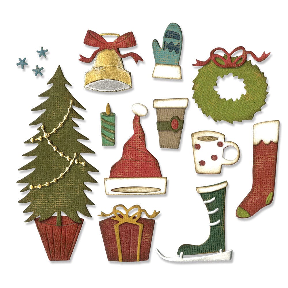 Tim Holtz Sizzix® Thinlits™ Die Set 12PK - Festive Things Cutting Dies Tim Holtz Other 