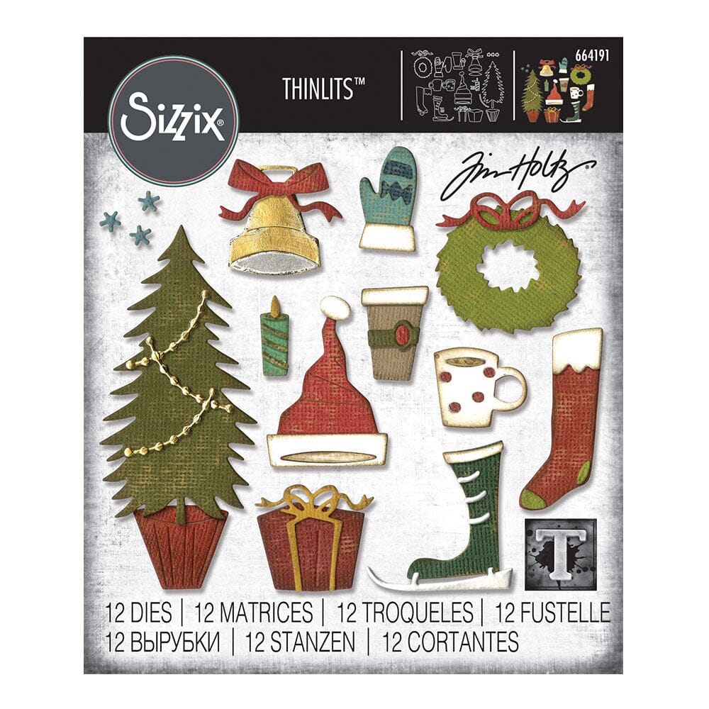 Tim Holtz Sizzix® Thinlits™ Die Set 12PK - Festive Things Cutting Dies Tim Holtz Other 