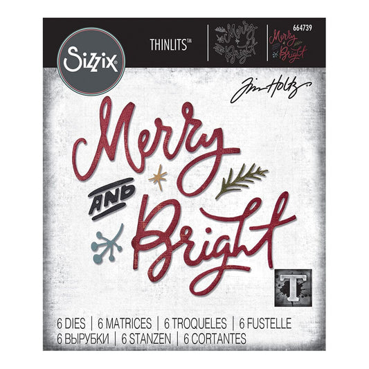 Tim Holtz Sizzix Thinlits Die Set Merry & Bright 6pk Cutting Dies Tim Holtz Other 