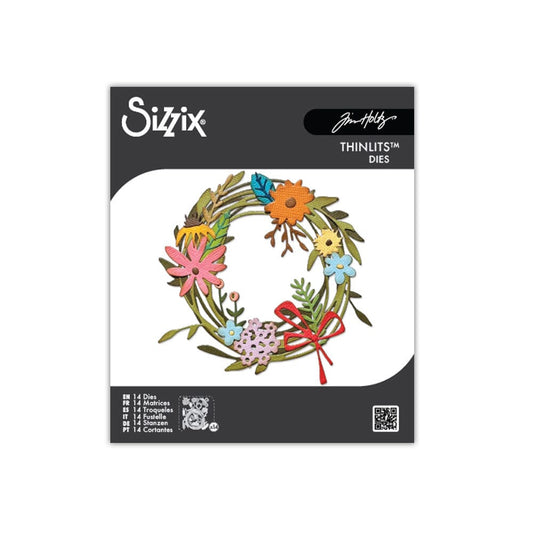 Tim Holtz Alterations by Sizzix Vault Funky Floral Wreath Die Set 14pk Cutting Dies Tim Holtz Other 