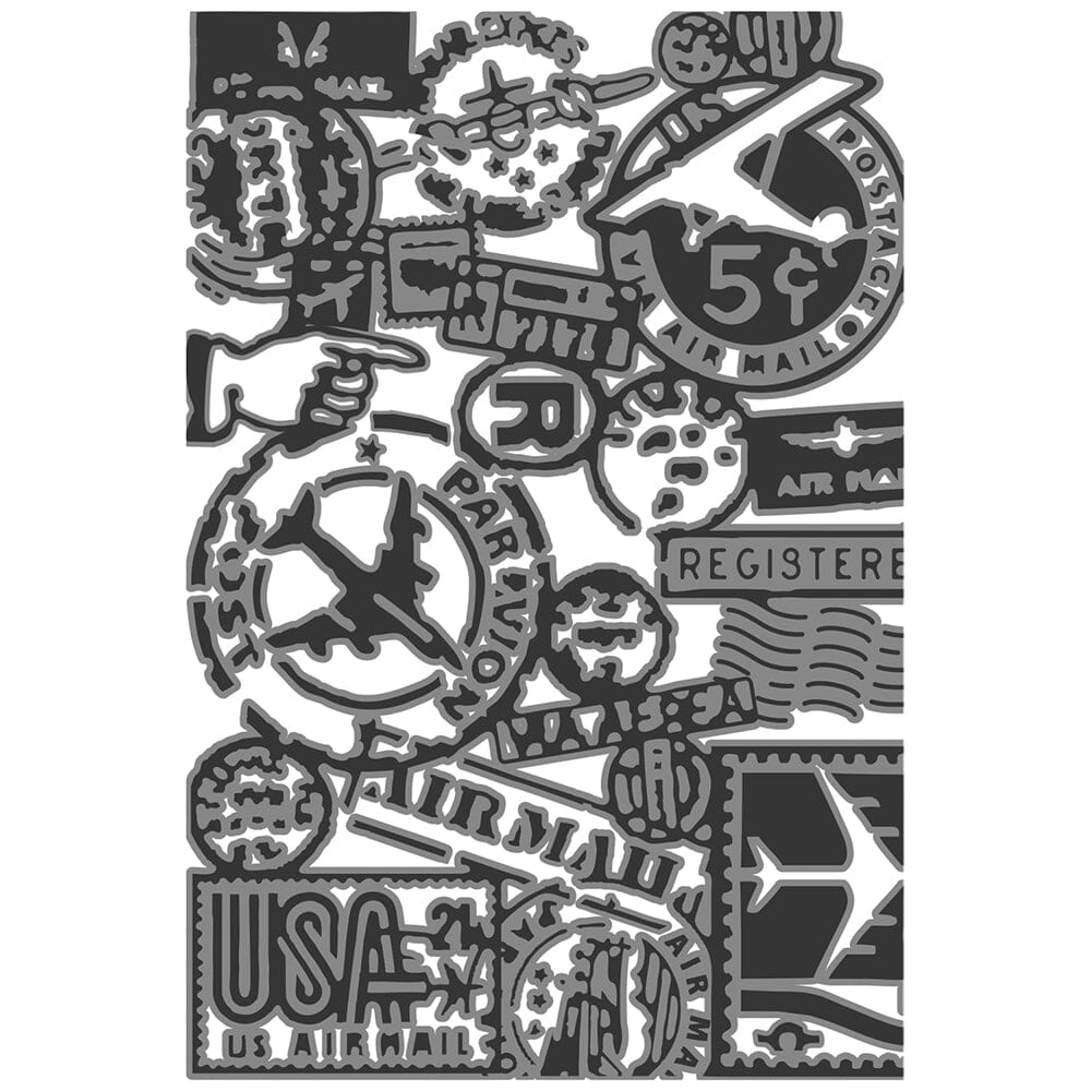 Tim Holtz Sizzix Airmail Embossing Folder Cutting Dies Tim Holtz Other 