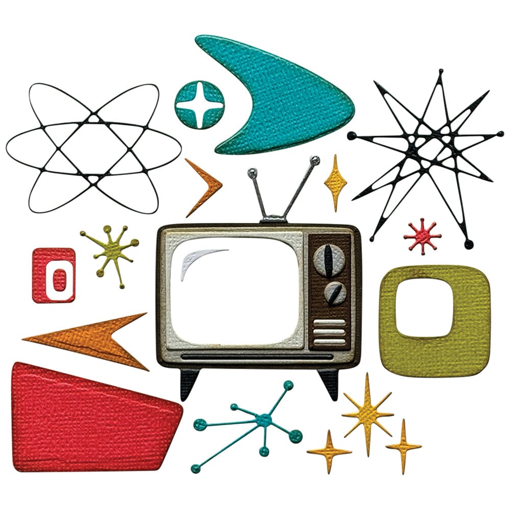 Tim Holtz Sizzix Thinlits Atomic Retro Die Set 24pk Cutting Dies Tim Holtz Other 