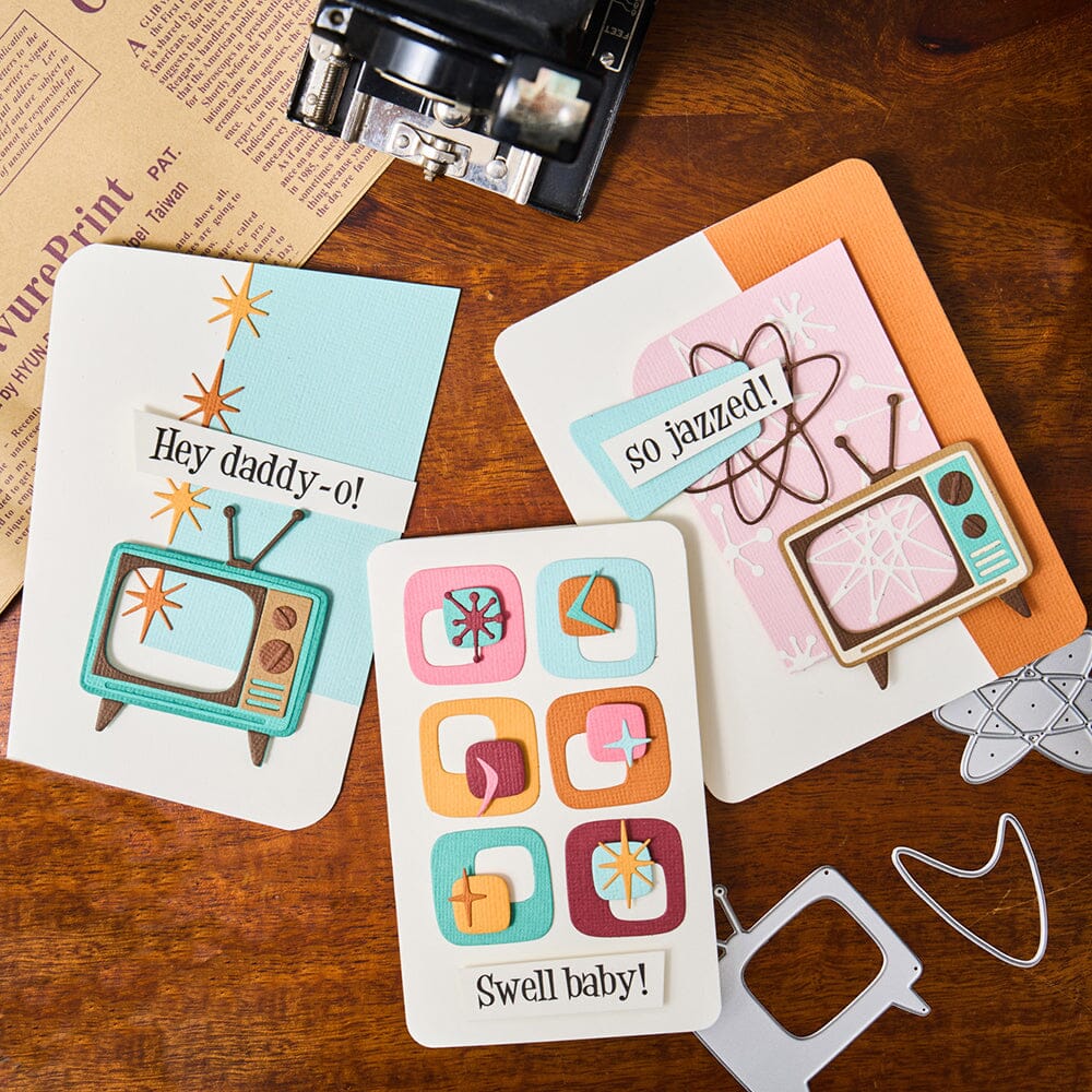 Tim Holtz Sizzix Thinlits Atomic Retro Die Set 24pk Cutting Dies Tim Holtz Other 