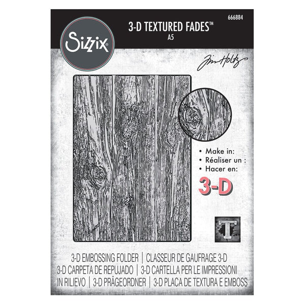 Tim Holtz Sizzix 3-D Texture Large Embossing Folder Lumber