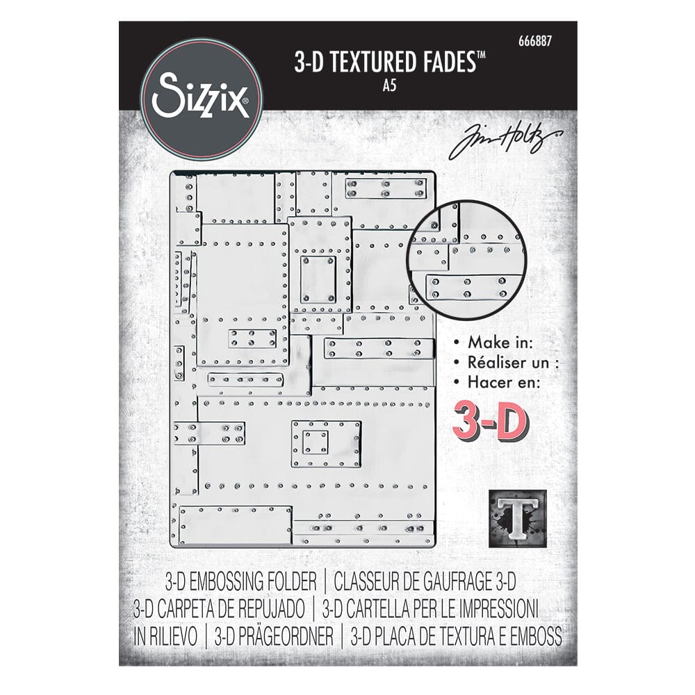 Tim Holtz Sizzix 3-D Texture Large Embossing Folder Foundry Cutting Dies Tim Holtz Other 